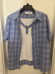 Alfred Dunner 2-teiliges Damenhemd-Set Größe 16 blau kariert Kurzarm - Bild 1 von 5