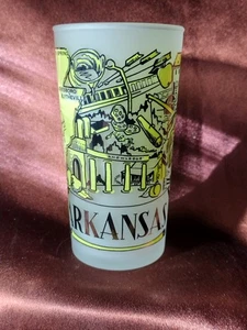 Rare Vint. 60s Arkansas State Souvenir Glass Frosted Tumbler Hazel Atlas MCM - Picture 1 of 12