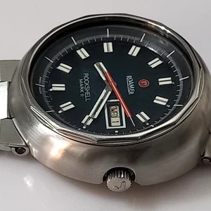 IMPRESIONANTE PULSERA ROAMER ROCKSHELL MARK II + GAY FRERES AÑOS 70 PESADO ACERO 46 MM - Imagen 1 de 17