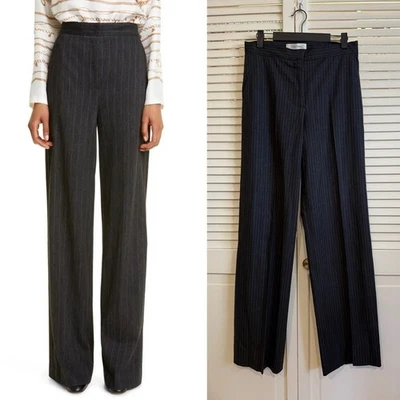 Maxmara Grey Pinstripe Woolmark Wool Trousers Size 4 - Image 1 of 4