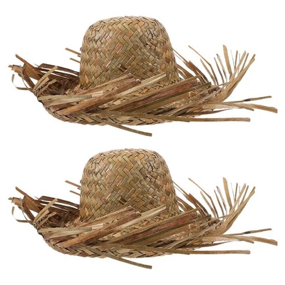  2 Pcs Berretto Estivo Paglietta Cappello Cappelli Da Sole Parasole - Immagine 1 di 4