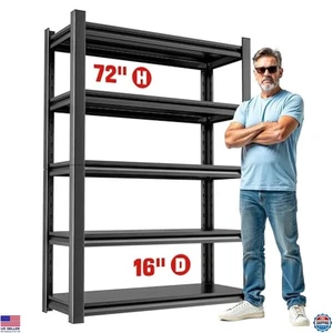 Estante de almacenamiento de metal de alta resistencia de 5 estantes - 16"D x 36"W x 72"H para garaje y utilidad - Imagen 1 de 6