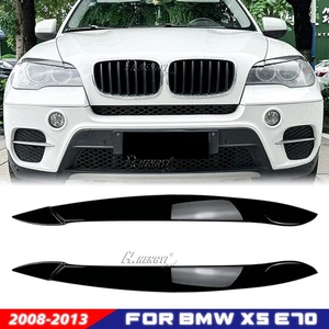 For BMW X5 E70 2008-2013 Gloss Black Add-On Headlight Eye Lid Eyebrow Trim Cover - Picture 1 of 4