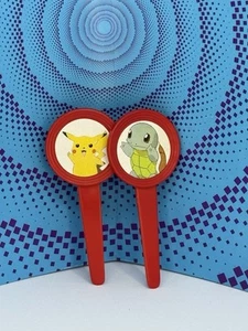 Vintage 90s Pokemon Pikachu Wilton Birthday Cake Candle Holder Set of 2 1999 2" - Picture 1 of 4