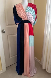 NWT L'atiste by Amy Pleated Maxi Long Dress Multi-Colored Women's Small $128 - Picture 1 of 8