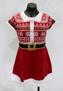 33 Degrees Girl's Plus Knitted Christmas Elf Mini Flare Dress LB3 Red Large - Picture 1 of 4