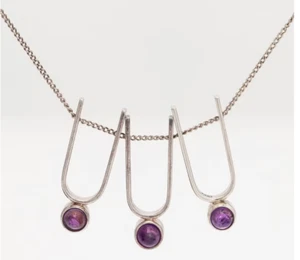 Elis Kauppi, a silver and amethyst pendant necklace - Picture 1 of 4