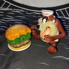 Looney Tunes Salt Pepper Shakers Taz Eating Burger 4? Tall Magnetic Tasmanian