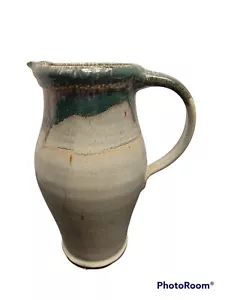Vaso brocca servizio ceramica artigianale verde blu marroni 11" studio d'arte - Foto 1 di 8