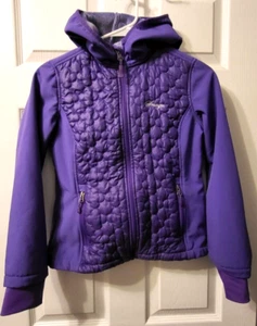 Snozu Girls Fleece Lined Hooded Softshell Jacket Coat Medium Purple Quilted - Picture 1 of 11