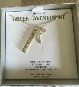 Véritable collier aventure vert « Faith » plaqué or flash neuf dans sa boîte - Photo 1/2