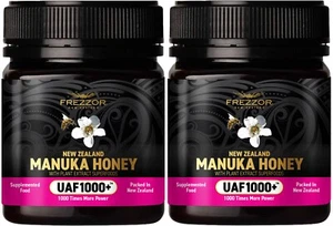 FREZZOR New Zealand Manuka Honey UAF1000+, Immune Support, Skin Health 2 Jars - Picture 1 of 12
