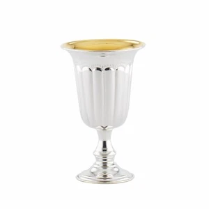 Wine Trophy Cup 925 Silver Grooved Decor Inside Gilded New from Manufacturer - Picture 1 of 2