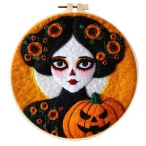 Halloween Needle Felting Kit, Wool Felt Painting With Frame, Gifts For Beginner - Picture 1 of 21