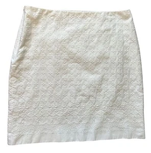 Talbots Size 6 Small S White Embroider Lined Skirt Straight - Picture 1 of 3