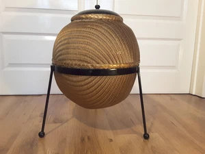Mid Century Modern Lloyd Loom Sputnik Linen Basket designed by Geoffrey Lusty - Picture 1 of 7