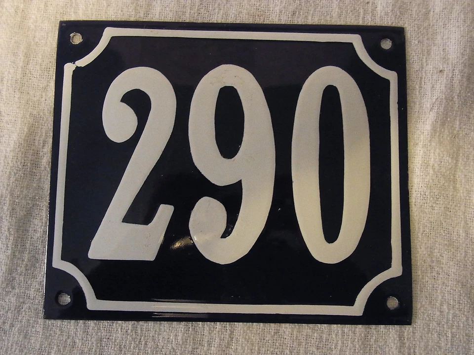 Placa de ferro e esmalte alemã antiga Blue House 290 #B - Imagem 1 de 1
