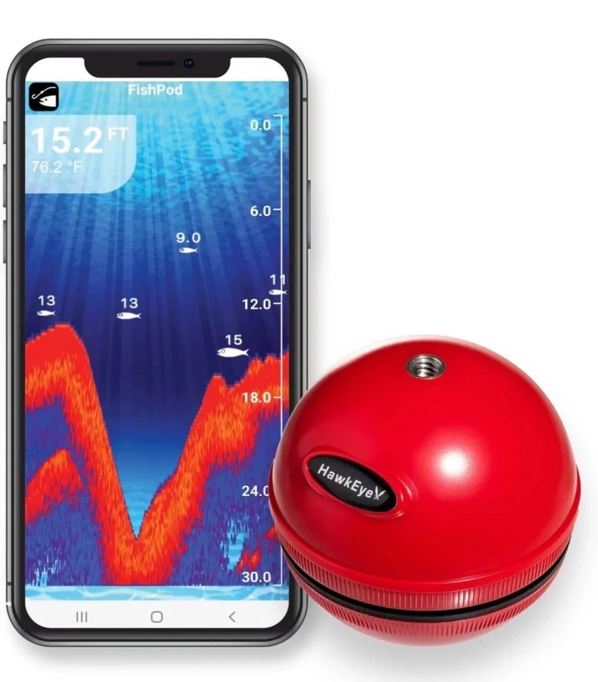 HAWKEYE FISHPOD 5X BLUETOOTH FISH FINDER Fishing Locator Bank Boat New In Box - Image 1 of 4