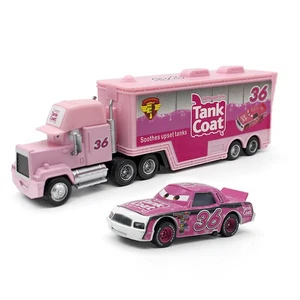 2-Pack Disney Pixar Cars NO.36 Tank Coat Hauler Truck + Car 1:55 Diecast Toys - Picture 1 of 9