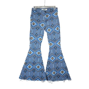 Rock & Roll Jeans Hose Damen 26 blau Schnäppchen Knopf Glocke Azteken Schlag 70er Style - Bild 1 von 11