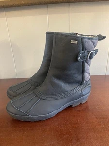 Botas Ugg Event Negras Cuero Guijarro Parte Inferior Gamuza Parte Superior Impermeables Forradas EE. UU. Talla 9 - Imagen 1 de 14