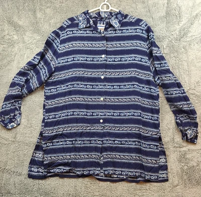 Camisa Pendelton De Colección Hombres Talla L Náutica Hawaiana Rayas Horizontales Concha de Mar Floral Foto 1 de 4