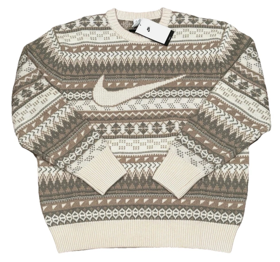 Size XL Nike Life Cable Knit Crewneck Sweater Orewood Brown FZ0125 105