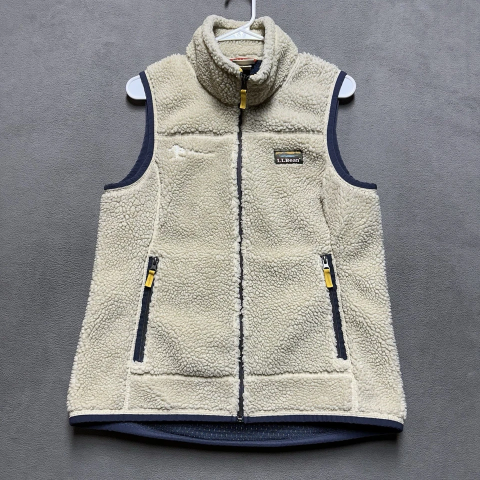 Chaleco polar LL Bean Mountain Pile Sherpa para mujer mediano, reg marfil crema 502430 Foto 1 de 4