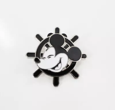 Disney Pin Mickey Mouse Ships Wheel Steamboat Willy Black White 2018 - Image 1 of 2