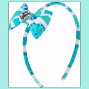 NWT Girls Gymboree AQUA SUMMER Turquoise fabric BOW HEADBAND Gem ONE SIZE FITS - Picture 1 of 4