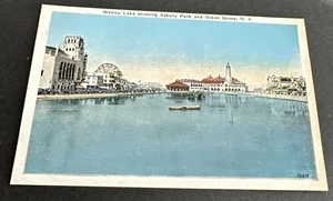 Postcard: Wesley Lake showing Asbury Park and Ocean Grove ~ New Jersey NJ - Picture 1 of 2