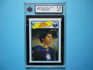 1988/89 O-PEE-CHEE NHL HOCKEY CARD #220 UWE KRUPP ROOKIE KSA 7.5 NM+ 88/89 OPC