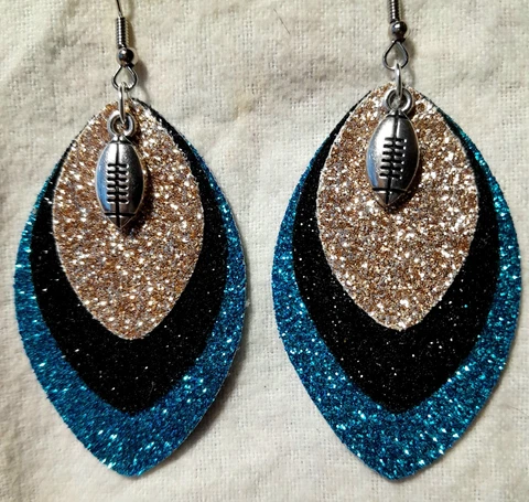 Jacksonville Jaguars *Bling* Glitter Double Sided Faux Leather Earrings Cover