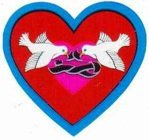 **RARE** Mylar HEART with DOVES Sandylion Stickers - 1 square - Picture 1 of 1