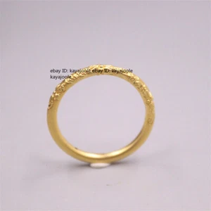 Pure 24K 999 Yellow Gold Women 3D Lucky Peach Blossom Flower Ring US Size 4-9 - Picture 1 of 5