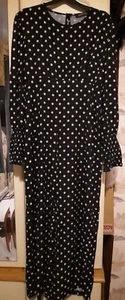 BOOHOO POLKA DOT SHIRRED CUFF CULOTTE JUMPSUIT SIZE 14 NEW WITH TAGS - Picture 1 of 3