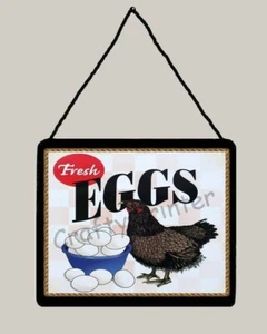 Letrero de pared colgante (placa) - pollo... "huevos frescos" - Imagen 1 de 1
