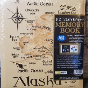 NOS NEW ALASKA Map Easy Load Acid Free Photo Book Beige 8.5" x 11" Detailed - Picture 1 of 6