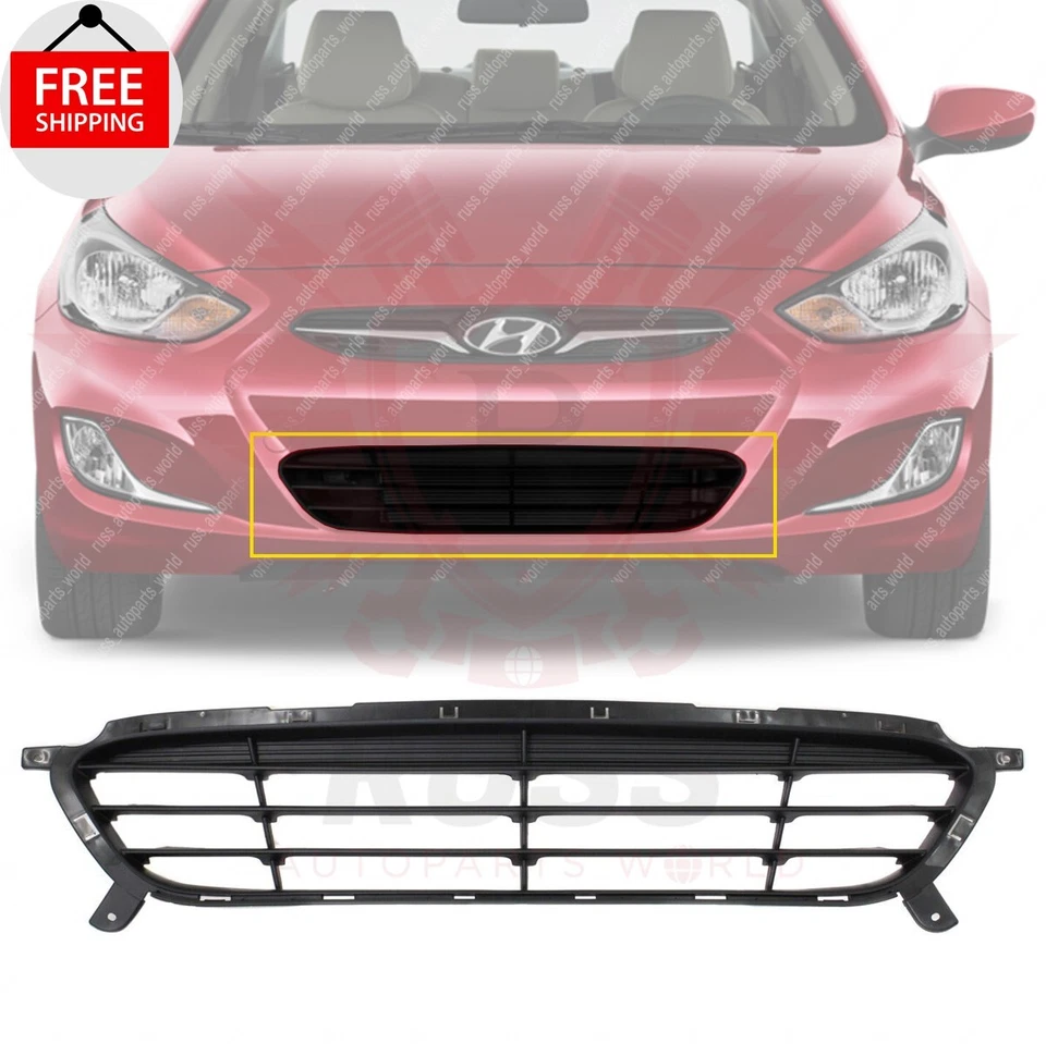 New Front Bumper Lower Grille Black Fits 2012 2013 2014 Hyundai Accent HY1036116 - Изображение 1 из 4