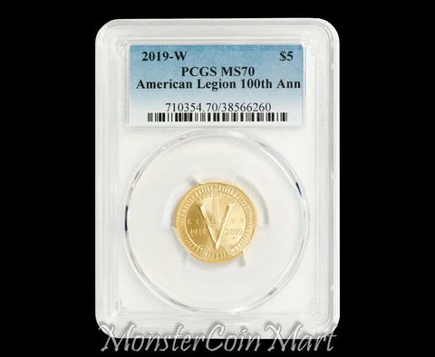 2019-W $5 GOLD AMERICAN LEGION COMMEMORATIVE PCGS MS70 - SUPER LOW MINTAGE! Cover