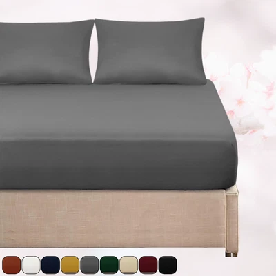 BEDDING SELLER Hotel Quality Fitted Sheet Deep Pocket Breathable Soft Elastic Mattress Sheets