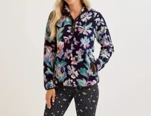 Vera Bradley XL Teddy Sporty Pullover Sweater In Navy Garden NWT $75 - Picture 1 of 6