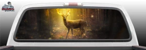 Deer Buck Stag Forest Fire Perf Perforated Window Graphic Decal SUV Car Truck - Picture 1 of 2