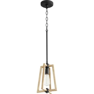 Quorum Alpine 1 Light Pendant, Noir with Driftwood - 3189-69 - Picture 1 of 1