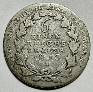 1813 - A Deutsches Staatskönigreich Preußen 1/6 Taler - .520 SILBER - KM#385 - selten - Bild 1 von 2