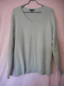 Lands End Minty Green v-neck Sweater 100% cotton Size L 14 - 16 - Bild 1 von 5