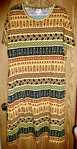 DOLMAN SLEEVE LULAROE *MARLEY DRESS* YELLOW PRINT STRETCH KNIT - MISSES S - Picture 1 of 2