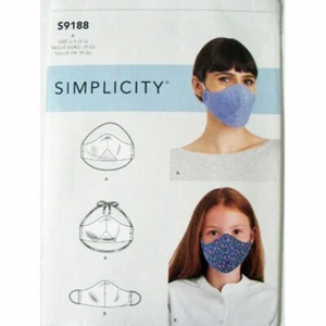 New S9188 Simplicity Mask Sewing Pattern, Sizes: Small-Large, Uncut and Pristine - Picture 1 of 2