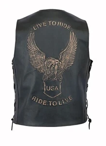 Gilet da uomo in vera pelle biker rider gilet mazze da uomo - Foto 1 di 5
