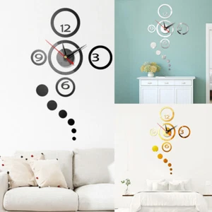 3D DIY Modern Large Wall Clock Mirror Sticker Number Watch Design Home Decor NEW - Picture 1 of 20